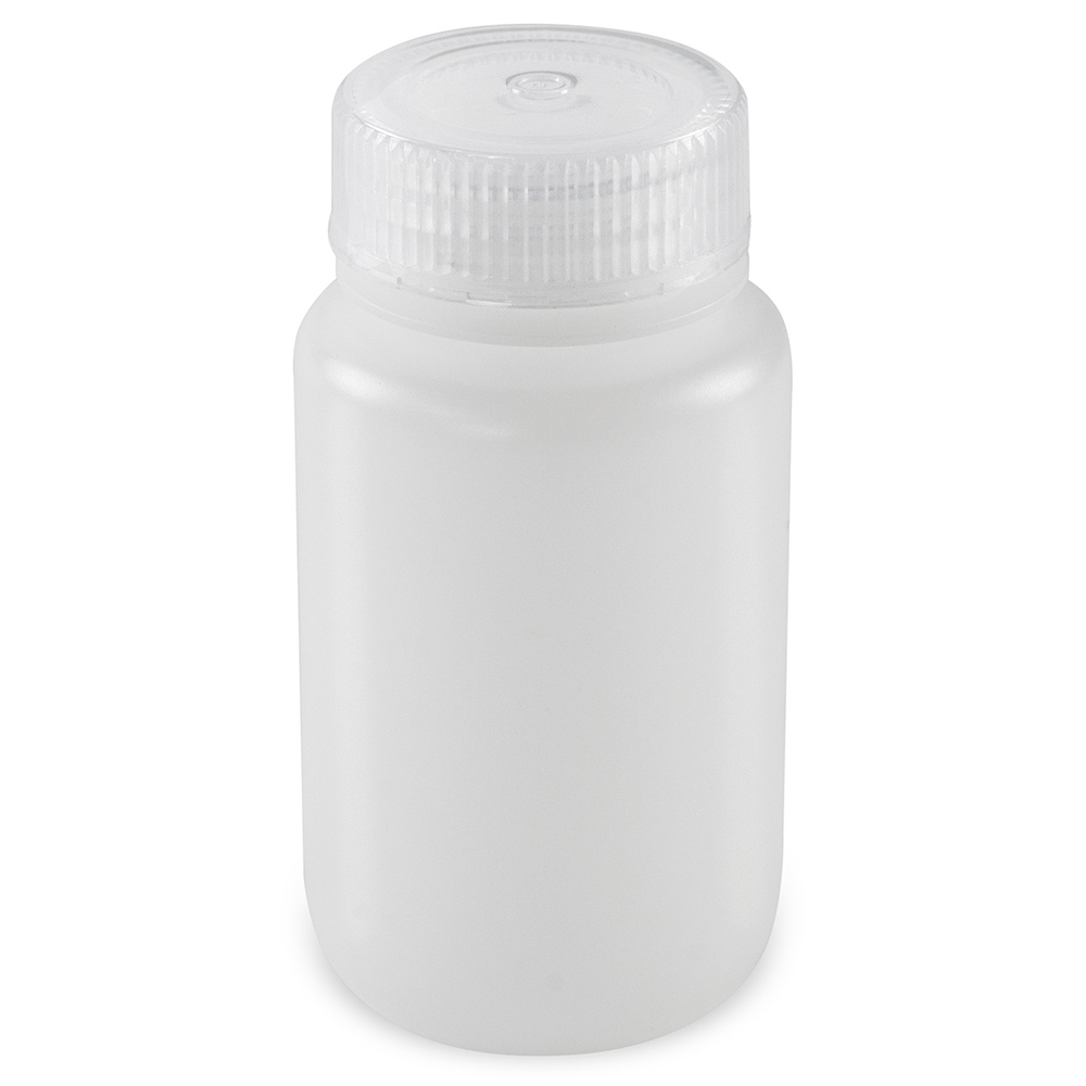 Globe Scientific Bottle, Wide Mouth, Round, HDPE with PP Closure, 125mL, Bulk Packed with Bottles and Caps Bagged Separately, 500/Case Bottle;Round;HDPE; 120mL;Wide Mouth;Clear